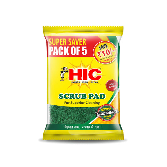 HIC Nylon Fibres Scrub pad with ALOX Particle Stain Cutters for Removing oily deposits (Pack of 10Pcs)