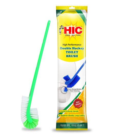 HIC Double Hockey Shape Toilet Cleaner Brush Multicolured