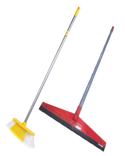 HIC Cleaning Floor Broom/Brush & Floor Wiper With extendable Rod (Combo Set)