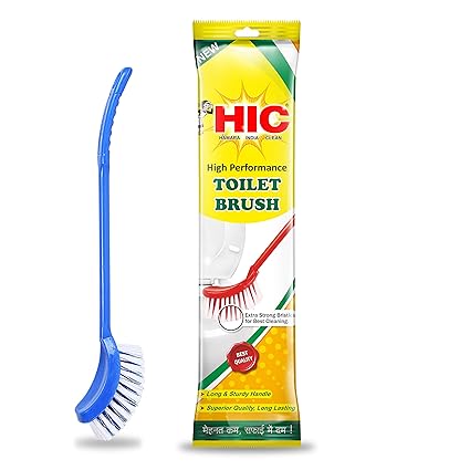 HIC Toilet Cleaning Brush with Holder for Bathroom, Toilet Cleaning Brush, Plastic Toilet Brush, Toilet Brush with Long Handle, Bathroom Cleaner