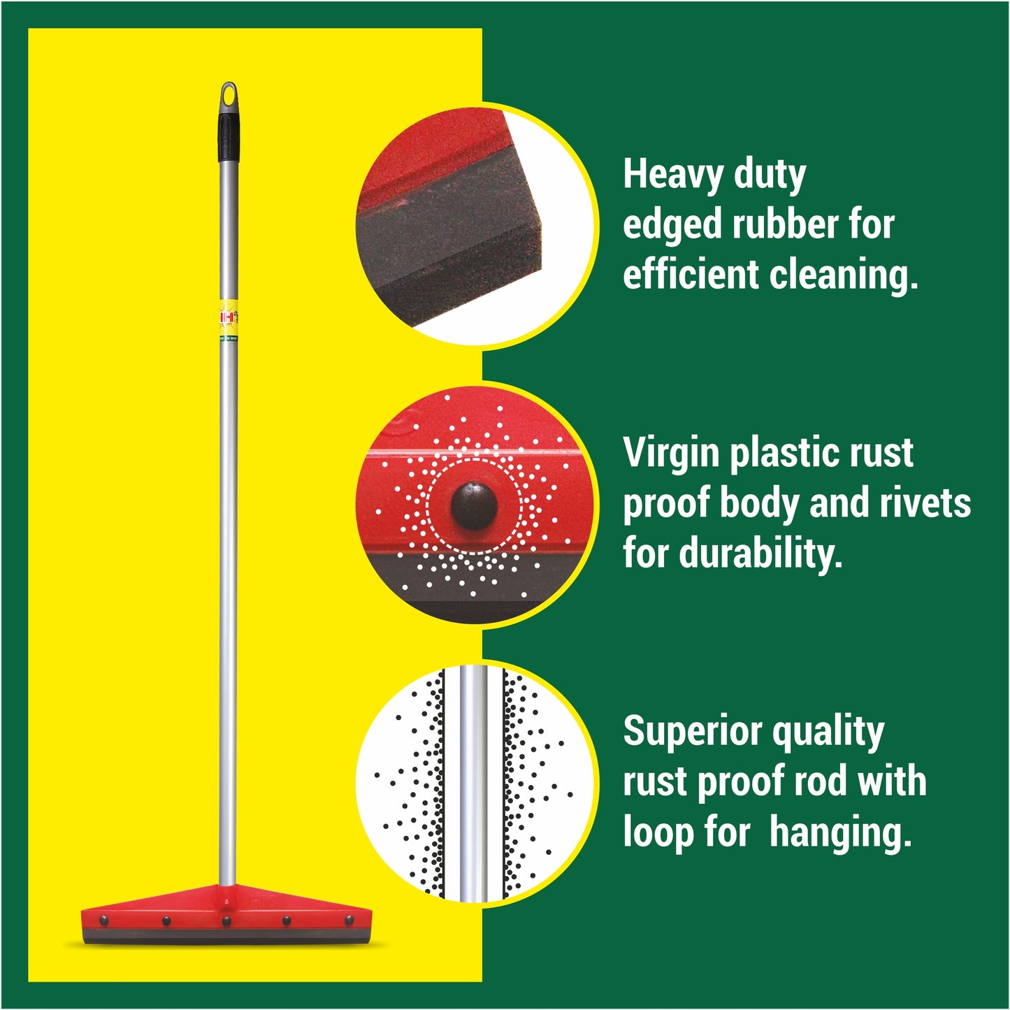 HIC Cleaning Floor Broom/Brush & Floor Wiper With extendable Rod (Combo Set)