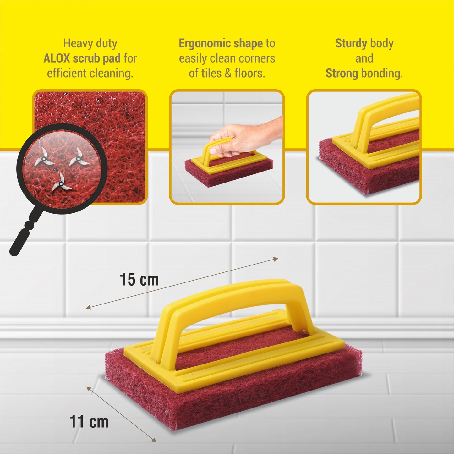 HIC Scrub pad with Handle + Stainless Still Scrubber 6 pcs + Floor Cloth Pochha + Sponge Wipe 3 Pcs Kitchen Set Combo Set