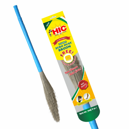 HIC Zero Dust Broom with Extendable Long Handle Broom Stick for Home Floor Cleaning and Ceiling Cleaning, Jhadu for Home Cleaning and Ceiling Cleaning, Made of Washable Fibers