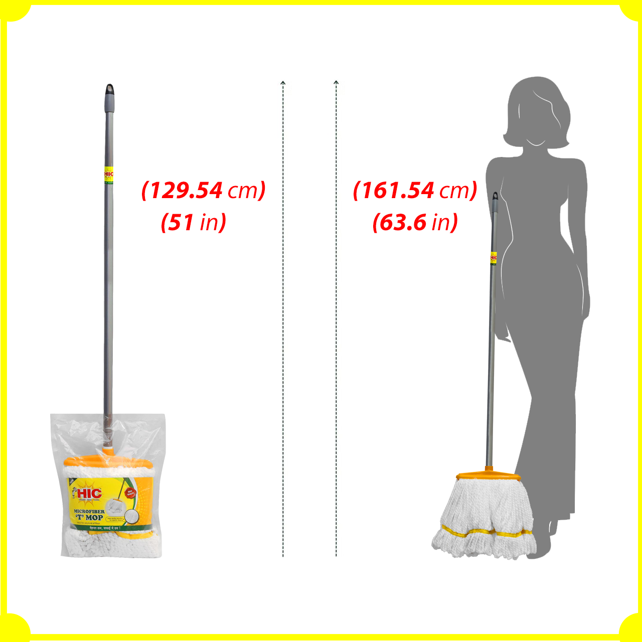 HIC Microfiber T Mop for Cover Large Cleaning Area with Long and Sturdy Handle