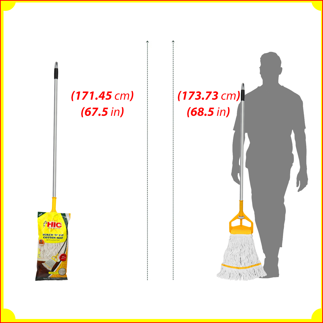 Screw-N-fit refillable Cotton Mop to cover large cleaning area at home , office with long and sturdy handle