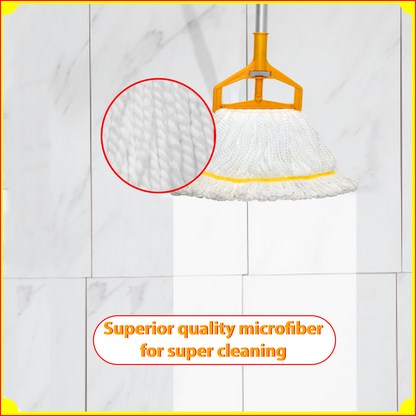 Screw-N-fit refillable Cotton Mop to cover large cleaning area at home , office with long and sturdy handle