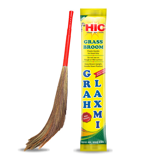 HIC Grah Laxmi Long Lasting Grass Broom Stick (Phool Jhadu)