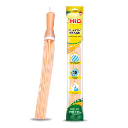 HIC Plastic Broom Kharata Plastic Hard Bristle Broom for Floor Cleaning