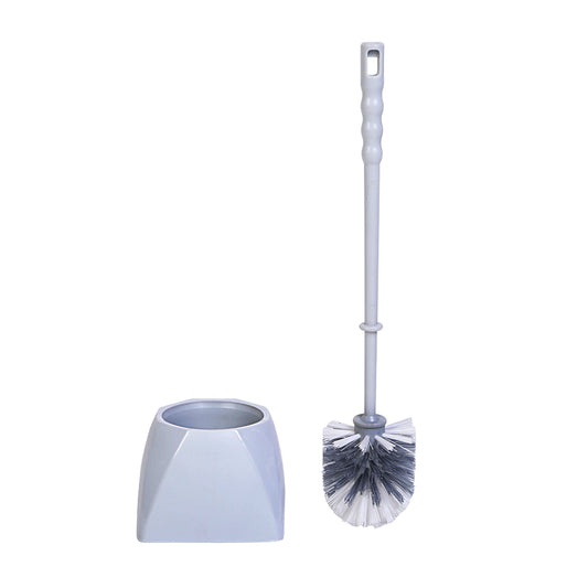 HIC Plastic Toilet Brush with Square Container Holder for All Types of Toilet , Standard, Multicolour