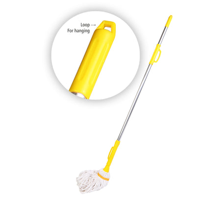 HIC Twist Cotton Mop with 100% Pure Cotton to Cover Large Cleaning Area at Home ,Office with Long and Sturdy Rust Proof Aluminium Handle