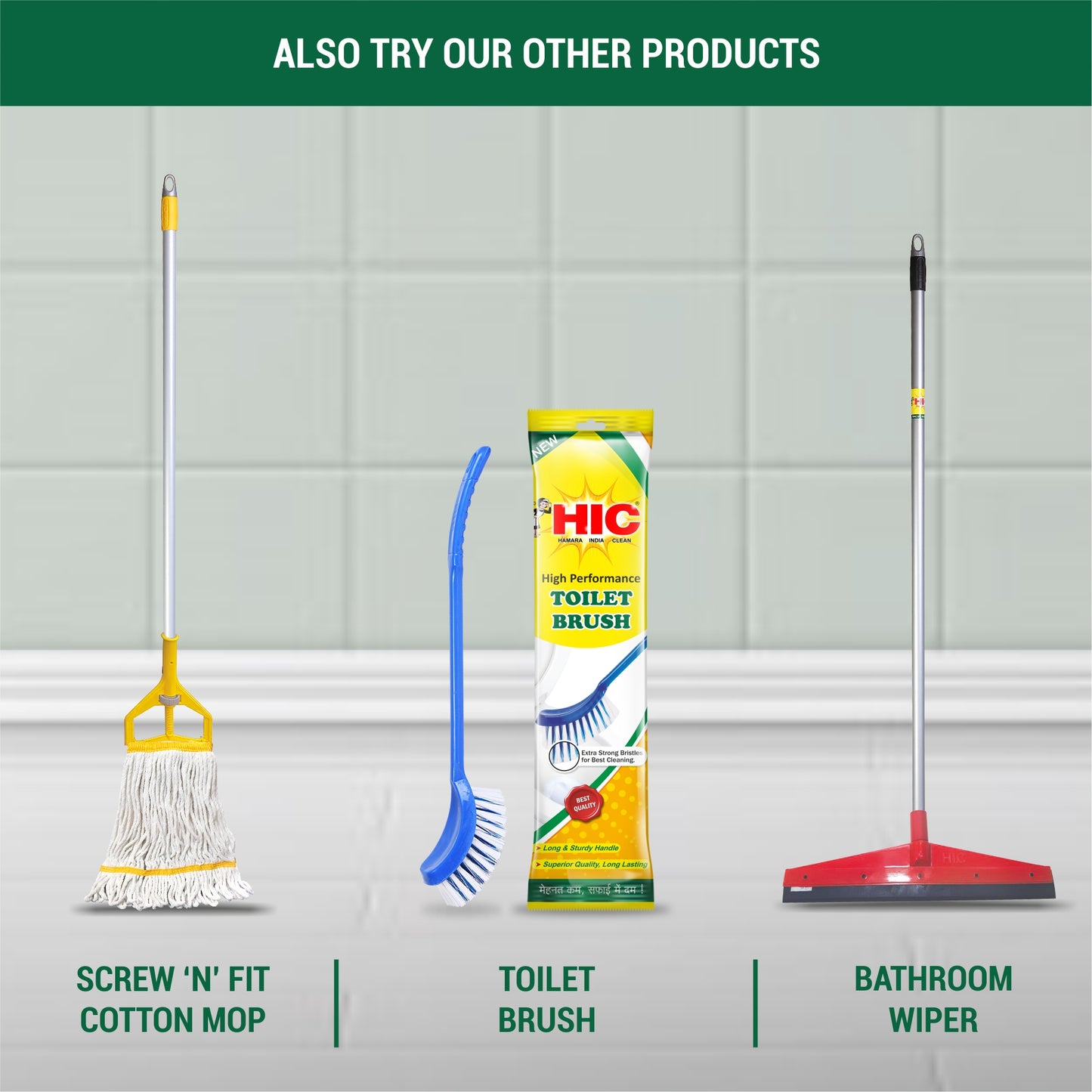 HIC Microfiber 'Deck' Mop with Telescopic Sturdy Rod