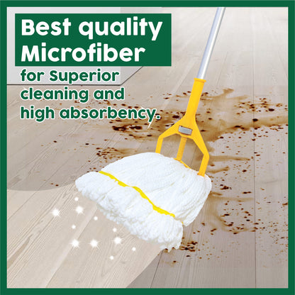 HIC Screw N fit refillable Microfiber Mop to Cover Large Cleaning with Long and Sturdy Handle