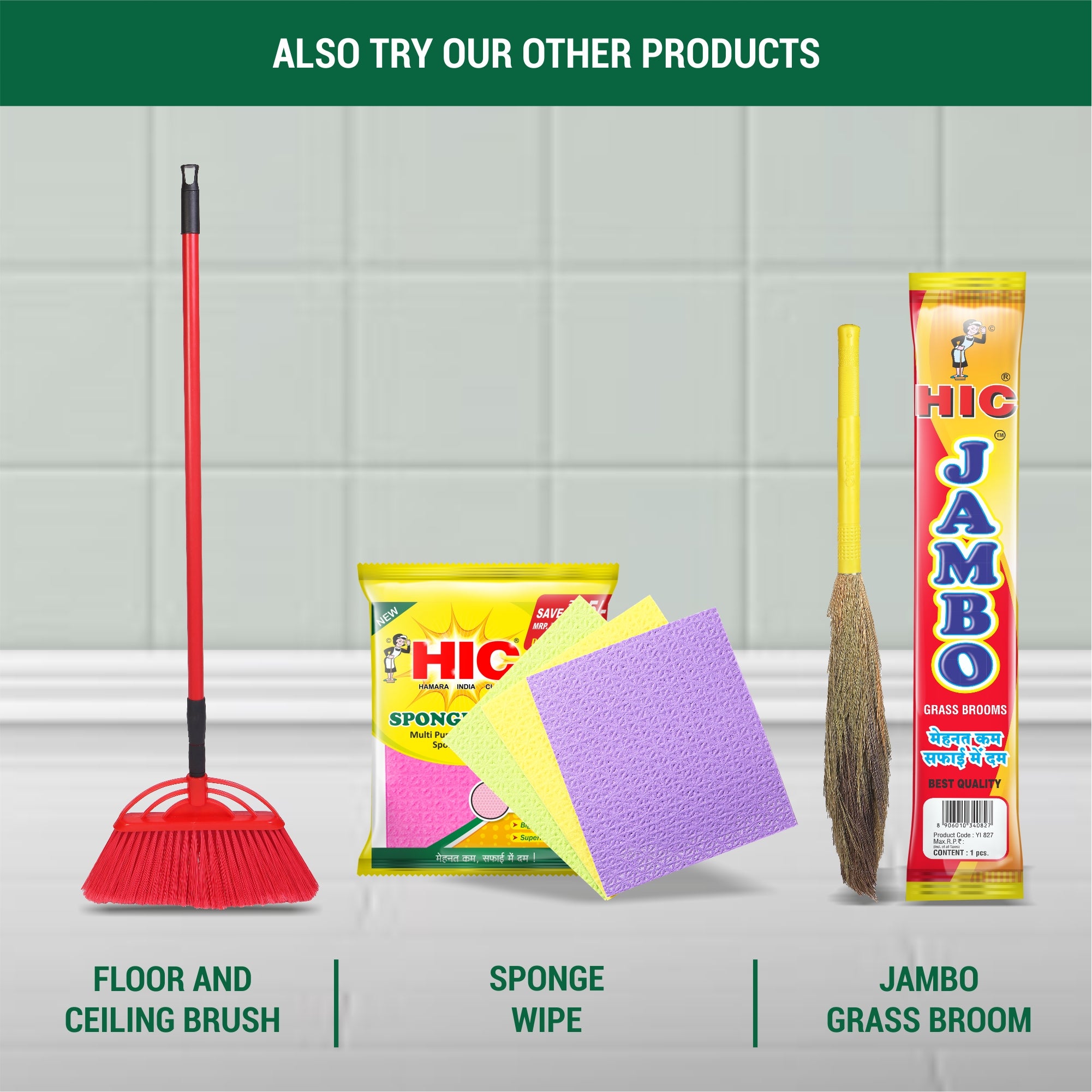 HIC Screw N fit refillable Microfiber Mop to Cover Large Cleaning with Long and Sturdy Handle