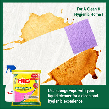 HIC Sponge Wipe resuable and Washable Sponge Wipes for Kitchen Cleaning (Multicolor Pack of 3)