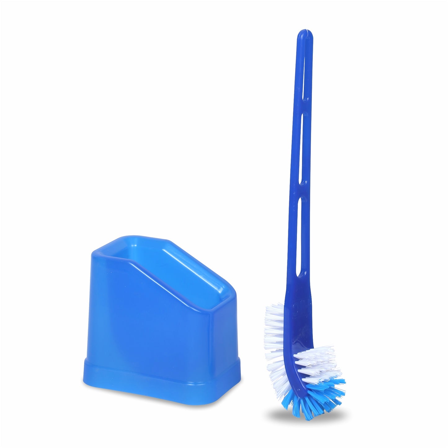 HIC Double Hockey Shape Toilet Cleaner Brush with Holder Stand