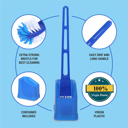 HIC Double Hockey Shape Toilet Cleaner Brush with Holder Stand