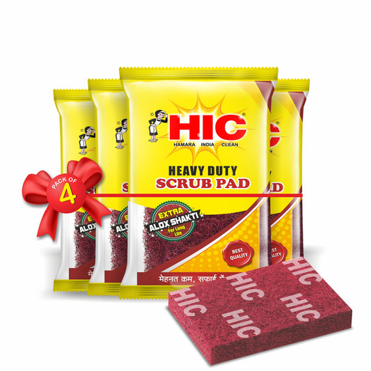 HIC Heavy Duty Scrub Pad for Tough Stain Removal(75x100mm Pack of 4)