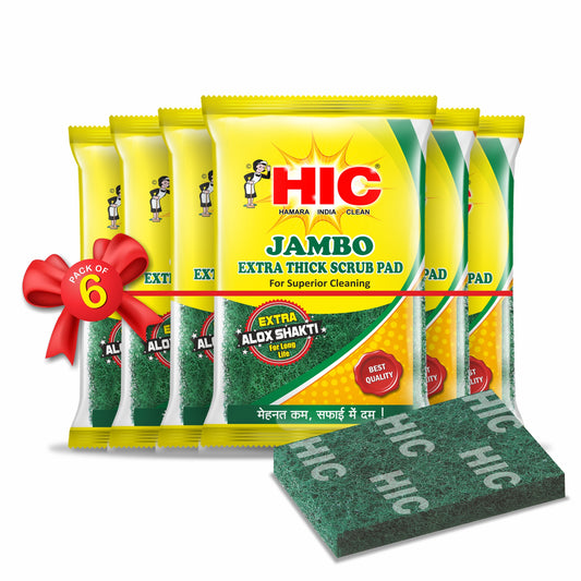 HIC Jambo Extra Thik Multipurpose Scrub Pad(75x100mmx18 mm Pack of 6)