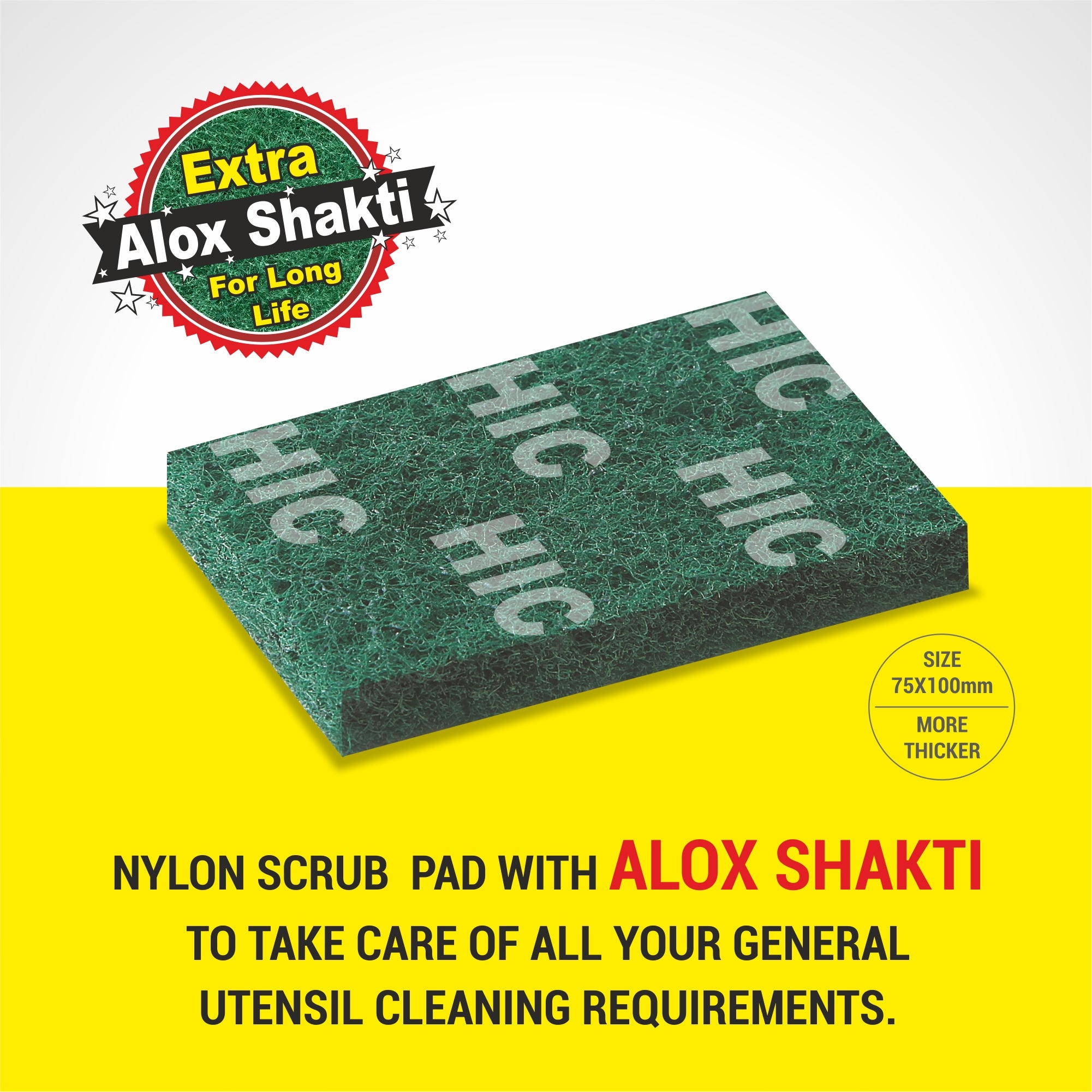 HIC Nylon Fibres Scrub pad with ALOX Particle Stain Cutters for Removing oily deposits (Pack of 10Pcs)