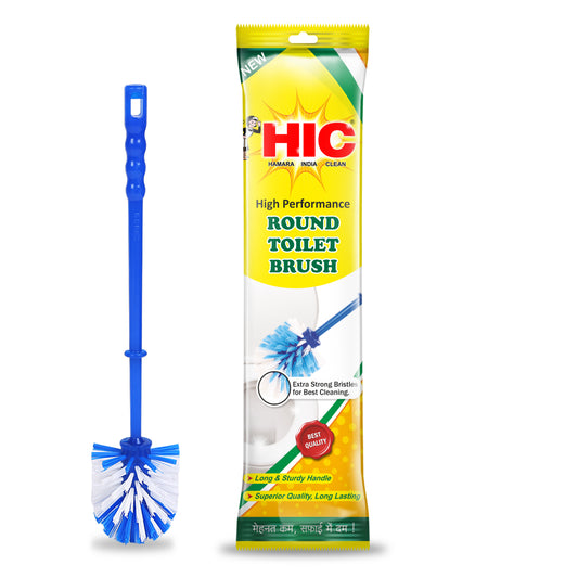 HIC Round Plastic Toilet Cleaning Brush for Bathroom (Standard, Multicolour)