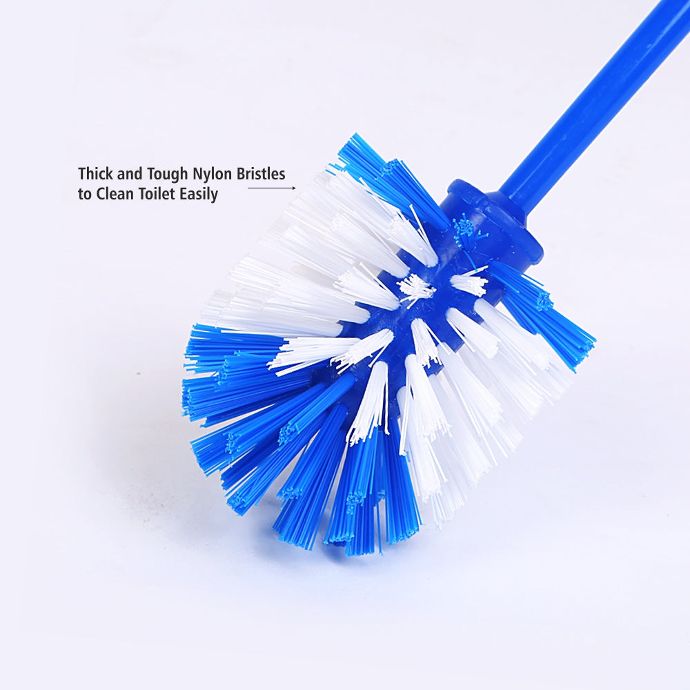 HIC Round Plastic Toilet Cleaning Brush for Bathroom (Standard, Multicolour)